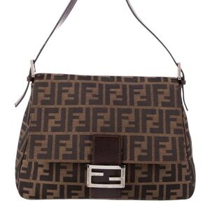 Fendi Brown Zucca Shoulder Bag with Iconic FF Monogram